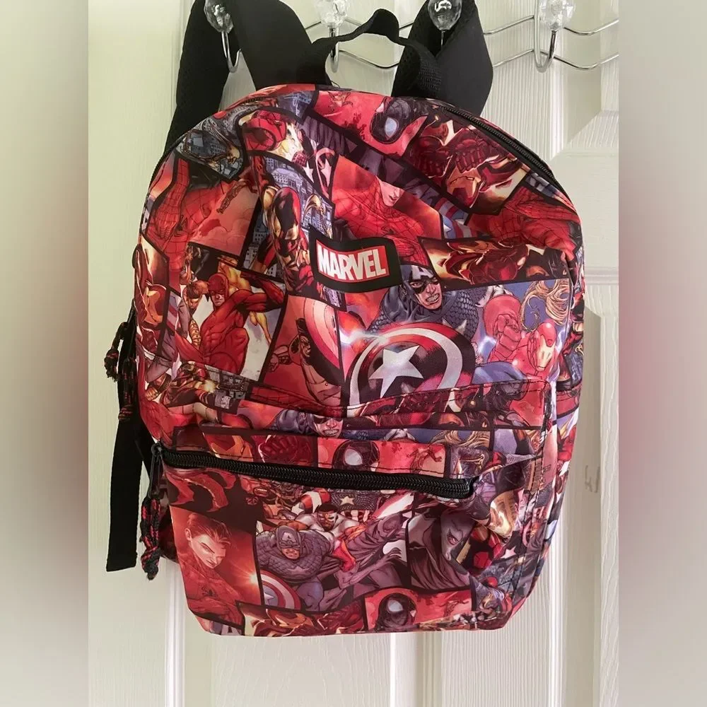Marvel Backpack - Captain America Book bag - Gorpcore - red white blue Y2K Hulk